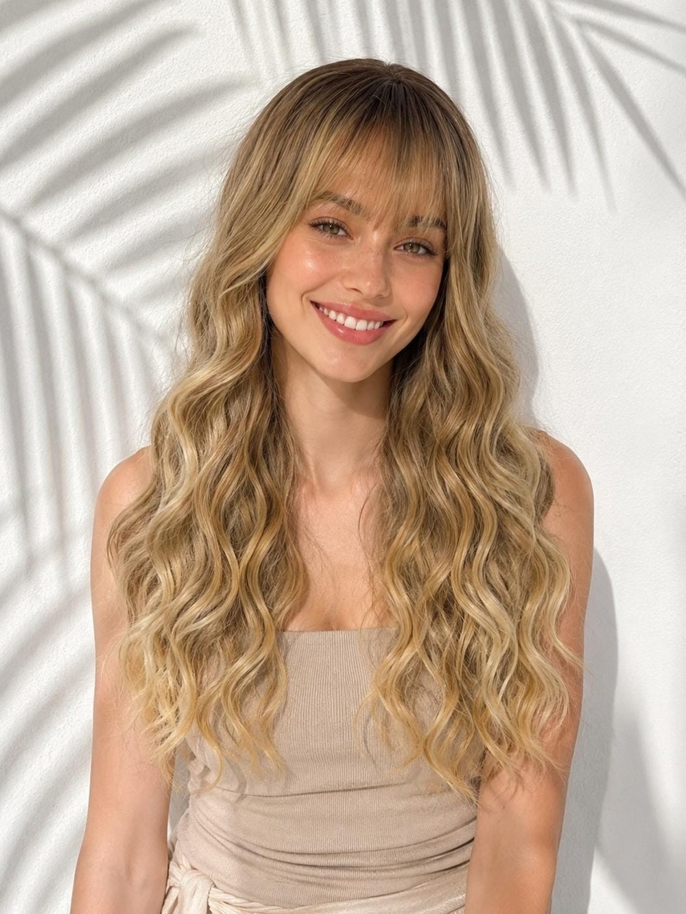 Honey Blonde Balayage Wavy Synthetic Wig